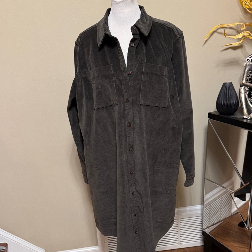 L.L. Bean Heritage Dark Brown /Coal Dust Corduroy Shirt/Dress/Jacket Size 2X NWT - Picture 3 of 6